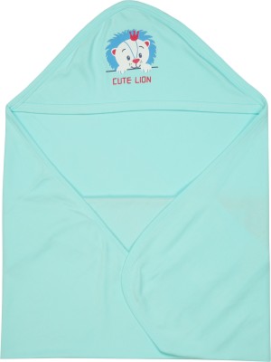 BodyCare Solid Crib Hooded Baby Blanket for  Mild Winter(Cotton, Sky Blue)