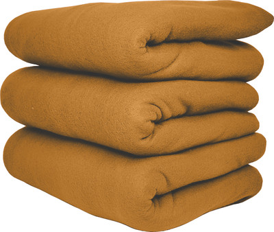 HOMIEE Solid Double Fleece Blanket for  AC Room(Polyester, 3 Camel)