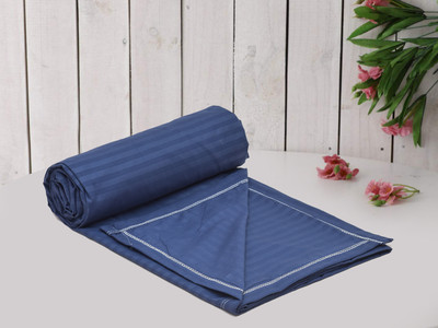RUSTIC LINEN Striped Double Dohar for  AC Room(Microfiber, Blue)