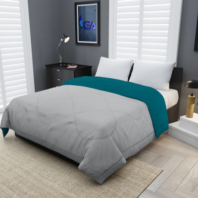 KEA Solid Double Comforter for  Heavy Winter(Microfiber, Cyan-Grey)