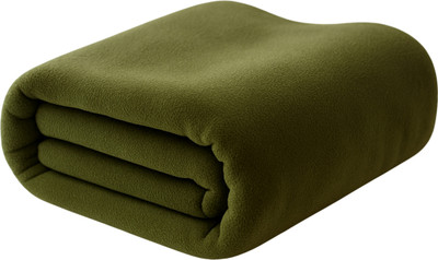 Neekshaa Solid Single Fleece Blanket for  Mild Winter(Polyester, Green)