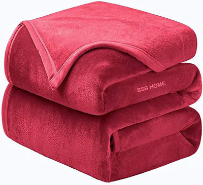 VAS COLLECTIONS Solid Double Mink Blanket for  Heavy Winter(Polyester, Red)