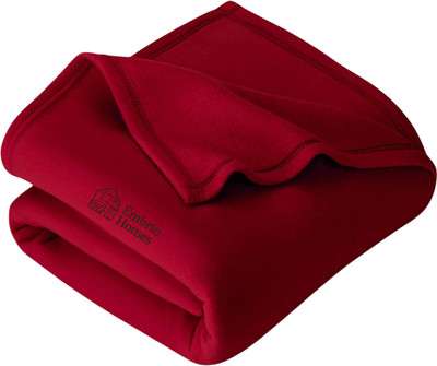 EMBRIO HOMES Solid Single Fleece Blanket for  Mild Winter(Polyester, Red)
