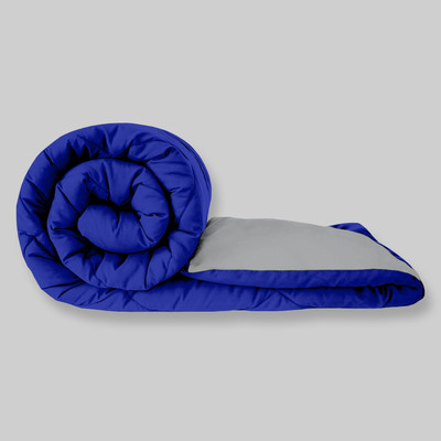 Texcasaa Solid Double Quilt for  Heavy Winter(Polyester, Blue & Grey)