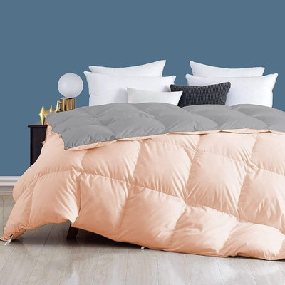 Convalexa Solid King Duvet for  Heavy Winter(Poly Cotton, Peach & Grey)