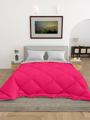 Barbarik Solid Double Comforter for  Heavy Winter(Microfiber, Dark Pink,off White)