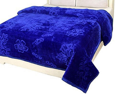 shree karni export Solid Single Mink Blanket for  AC Room(Microfiber, Blue)