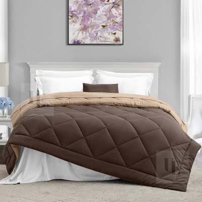 Ursula Solid Single Comforter for  Heavy Winter(Cotton, Brown & Beige)