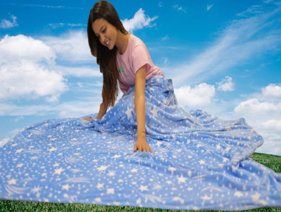 KIXTA Self Design Double AC Blanket for  AC Room(Microfiber, sky blue)