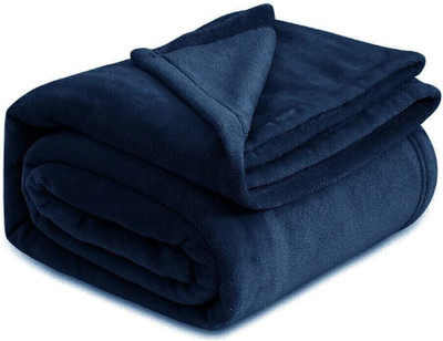 VAS COLLECTIONS Solid Single AC Blanket for  Heavy Winter(Polyester, Dark Blue)
