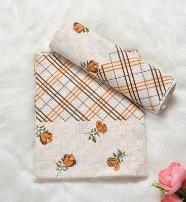 TURIYA Floral Single Top Sheet for  AC Room(Cotton, Beige)