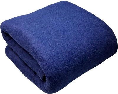 Royal Lush Solid Single Fleece Blanket for  AC Room(Woollen Blend, Blue)