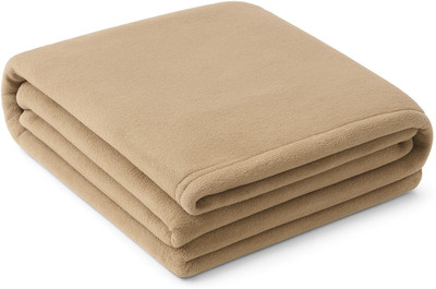 n g products Solid Single Fleece Blanket for  Mild Winter(Polyester, Camel)