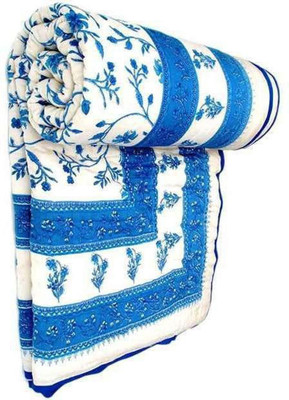 shree karni export Floral Double Comforter for  Heavy Winter(Microfiber, Blue)
