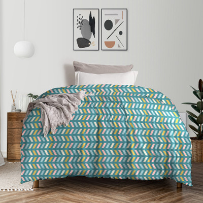 My Trident Geometric Single Comforter for  Mild Winter(Cotton, Party Mood Teal)