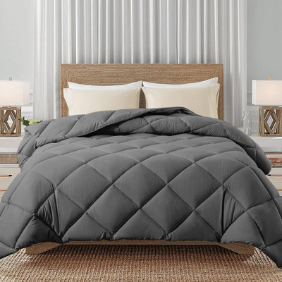 glaxy Solid Double Comforter for  AC Room(Poly Cotton, Grey)