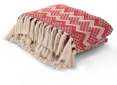 SASHAA WORLD Self Design Double Throw for  AC Room(Cotton, Red)