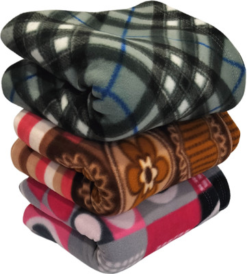 HOMIEE Floral Single Fleece Blanket for  Heavy Winter(Polyester, 3 set type-02)