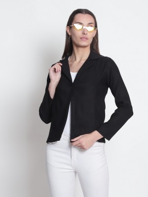 HRIKSHIKA FASHION Solid Single Breasted Casual Women Blazer(Black)