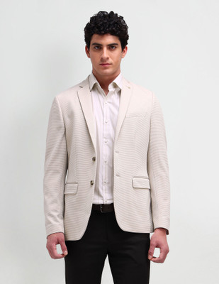 ARROW Solid Single Breasted Formal Men Blazer(Beige)