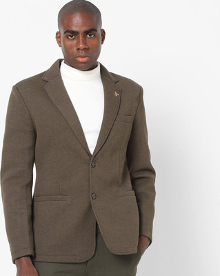 Fort Collins Solid Single Breasted Casual Men Blazer(Brown)