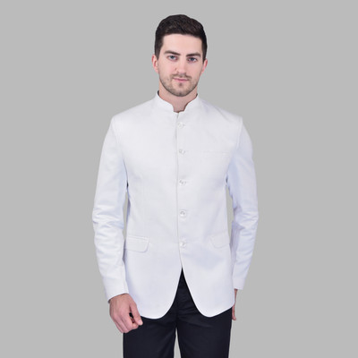 METRONAUT Solid Mandarin Casual Men Blazer(White)