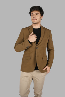 Tim Paris Solid Single Breasted Formal Men Blazer(Beige)