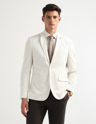 ARROW Solid Single Breasted Formal Men Blazer(White)