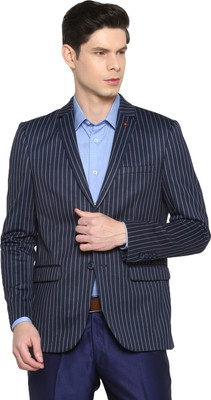 TURTLE Printed Single Breasted Casual Men Blazer(Black)