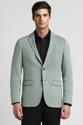 PETER ENGLAND Solid Single Breasted Formal Men Blazer(Green)