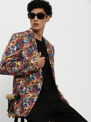 SHOWOFFFF Printed Single Breasted Party Men Blazer(Multicolor)