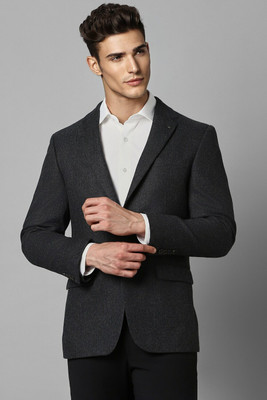 LOUIS PHILIPPE Solid Single Breasted Formal Men Blazer(Black)