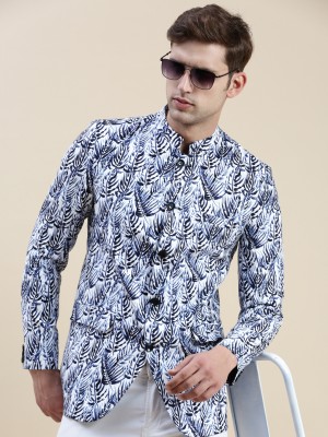 Showoff Printed Single Breasted Casual Men Blazer(White)