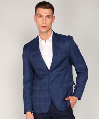 ARROW Checkered Single Breasted Formal Men Blazer(Blue)