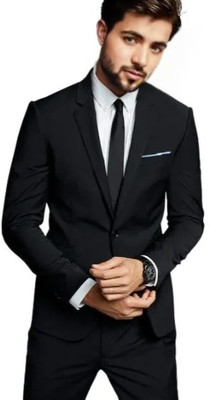 Darbar In Solid Single Breasted Casual, Formal, Festive & Wedding Men Blazer(Black)