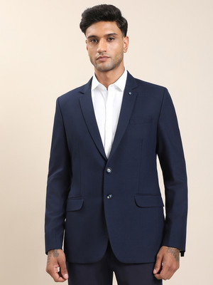 TURTLE Checkered Single Breasted Casual Men Blazer(Blue)