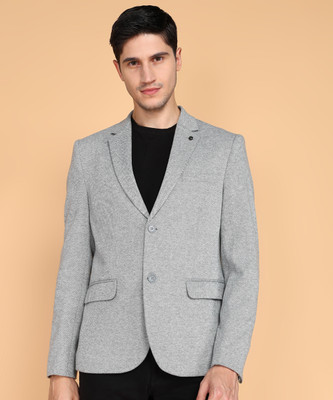 KILLER Solid Single Breasted Casual Men Blazer(Grey)