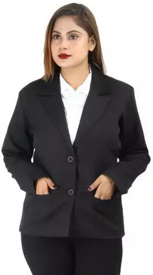 ATF Solid Single Breasted Casual Women Blazer(Black)