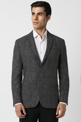 VAN HEUSEN Self Design Single Breasted Formal Men Blazer(Grey)