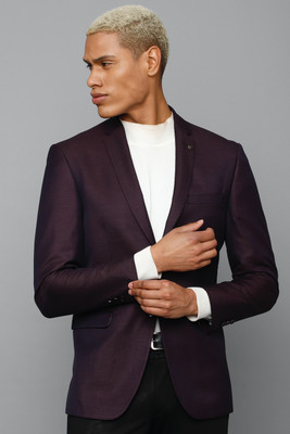 Allen Solly Self Design Single Breasted Formal Men Blazer(Purple)