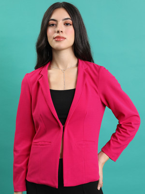 Tokyo Talkies Solid Single Breasted Casual Women Blazer(Pink)