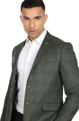 ARROW Checkered Single Breasted Formal Men Blazer(Green)