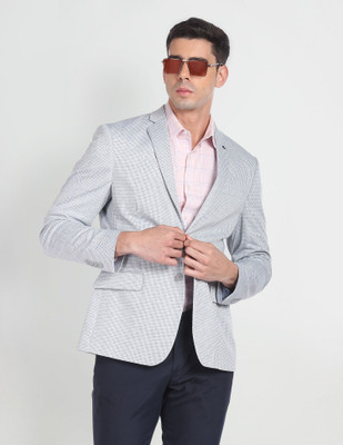 ARROW Solid Single Breasted Formal Men Blazer(Grey)
