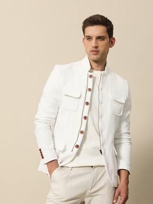 Mr Bowerbird Self Design Single Breasted Casual Men Blazer(White)