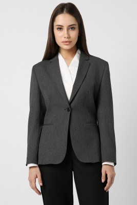 VAN HEUSEN Self Design Single Breasted Formal Women Blazer(Grey)