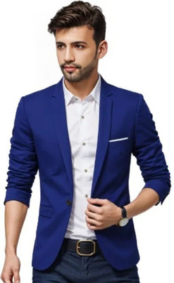 HUMJOLI FASHION Solid Single Breasted Formal, Casual, Festive, Wedding Men Blazer(Dark Blue)