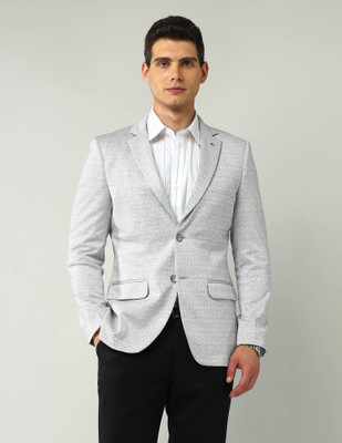 AD by Arvind Self Design Single Breasted Formal Men Blazer(Grey)
