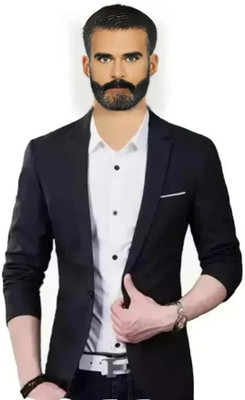HUMJOLI MENS WEAR Solid Single Breasted Formal, Casual, Party, Festive & Wedding Men Blazer(Black)