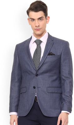 LOUIS PHILIPPE Self Design Single Breasted Casual Men Blazer(Blue)