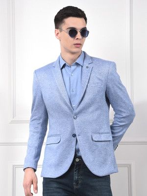 CRIMSOUNE CLUB Self Design Single Breasted Casual Men Blazer(Blue)